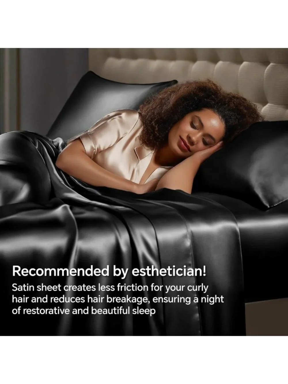 Luxury Black Satin King Size Sheet Set - Soft, Silky, Deep Pocket, 4 Pieces